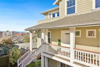 Aerial view of the front porch