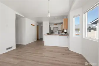 Doorway on the left to the Bedroom, Bathroom & Utility space areas