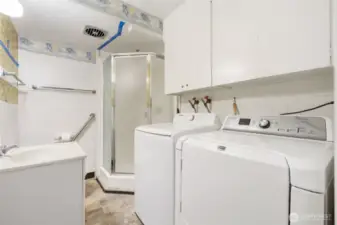 downstairs 3/4 bathroom and laundry