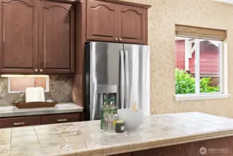 Extended kitchen island with storage