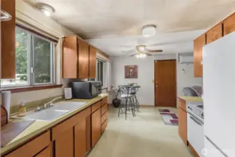 Kitchen with eating area.