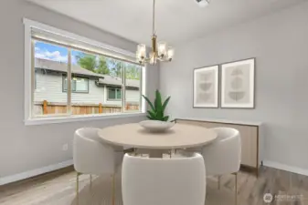 Virtually staged dining room.