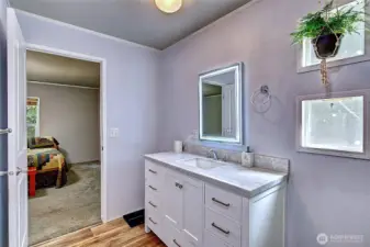 Main home modern and chic newer updated primary bathroom vanity