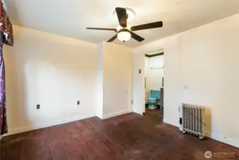 The bedroom off what used to be the garage with its own entrance