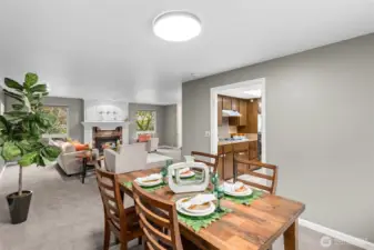 The dinning space flows easily from the living room to the kitchen. Great for entertaining, special meals or use this area for other purposes like a home office.