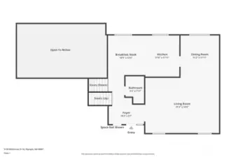The main level, flows easily to the living spaces and is open to the family room/ lower level.  Room sizes are approximate.  Buyer to verify.