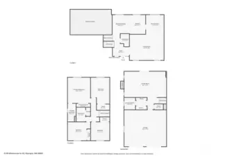 This combination floor plan shows all the flexible active and more private space this special Tri-level design provides.  Shorter steps to each level offer added convenience.  So many options. Rm dimensions/sqft estimated.