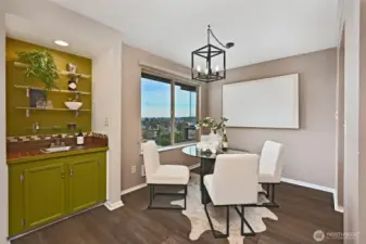 View from the dining room of sunrises over the Cascade Mtns.