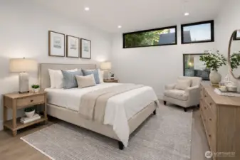 Guest house bedroom (virtually staged)