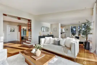 We're going to come back out to the living room and head upstairs