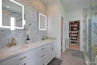 Primary Bath w/ Heated Tile and Mirrors~