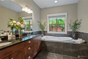 Primary bathroom with 2 person soaking tub & large shower