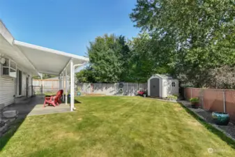 Outside you’ll find a perfect private oasis for relaxation w/ an outdoor covered patio & a fully fenced backyard.