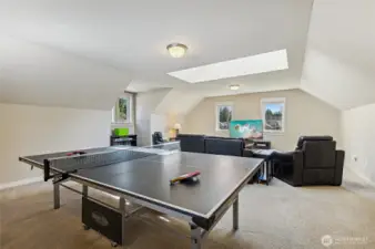 The third floor space has so many use possibilities! A great room for gamers, movie nights, hobby area and so much more. The large skylight fills the space with natural light.
