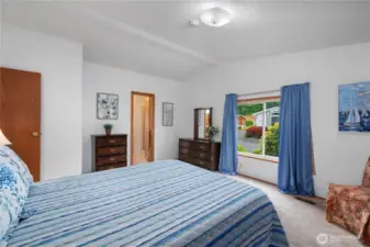 Vaulted ceilings and large picture window