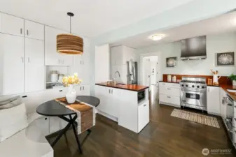Breakfast nook is convenient and central for the home; the perfect flow from kitchen to living.