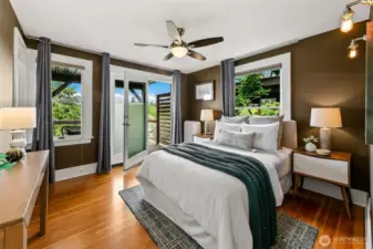 1/3 middle level bedrooms with a private view deck.