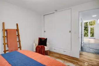 Ample built in closet and storage.