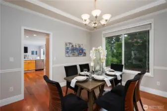 The formal dining room is conveniently located right off the kitchen.