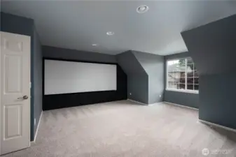 Super spacious media room located on the 2nd floor. Screen remains.
