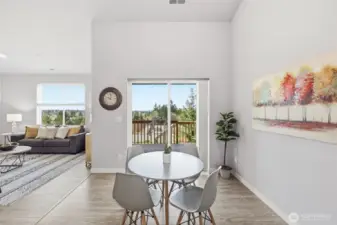 Decisions, decisions, where to have morning coffee and quiet time; the informal dining, the deck, or the living room near the fireplace.