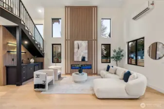 Custom fireplace is the center focal point of the living room