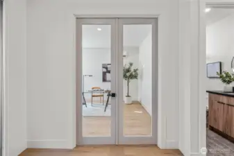 French doors to office