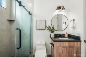 Main floor bath connects to office