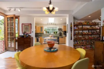 Dining area with view back to kitchen.