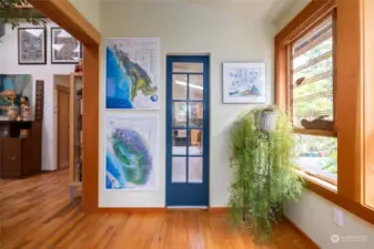 View of kitchen door from entry.