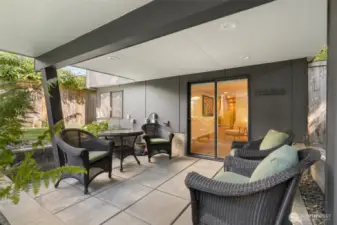 Charming covered patio off of lower level