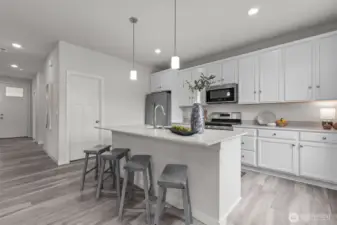 Walk in pantry with storage shelves already in place!
