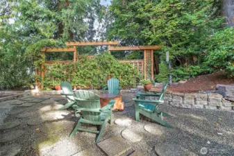 Fire pit and chairs included