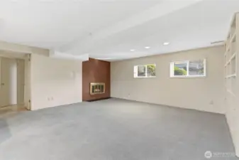 Another angel of the recreation room-built in bookshelves add to the character