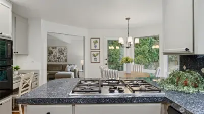 Premium five-burner Dacor gas cooktop is ready for your culinary delights.