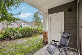 Covered patio and storage.