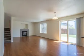 Family room off the kitchen with an additional option for dining room