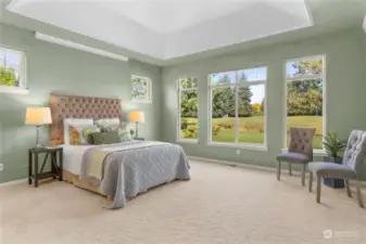 Master Bedroom w tray'd ceilings