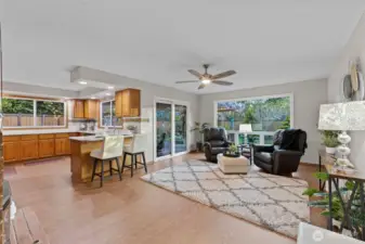Family Room With Sliding Doors Out To Covered Patio