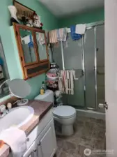 Guest bathroom with a large shower.