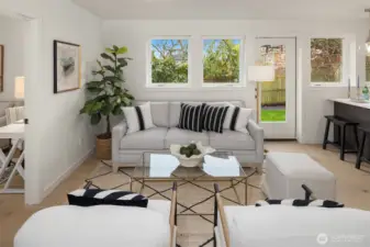 Great room that looks out to the private backyard.