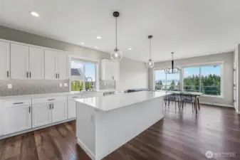 Enjoy the Cascade Mountain and Port Susan views from the kitchen.