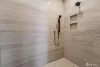 The spacious shower in the primary bedroom's ensuite.