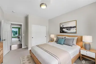 The second bedroom, virtually staged.