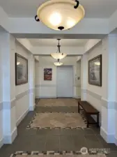 The building has a locked secure entry on one level.  The elevator is a short distance after entering the building.