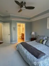 Past the entry and to the left is the main bedroom and en-suite! The bedroom is extra large and can accommodate a king size bedroom set.