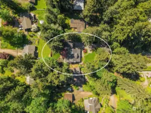 An aerial view of the home and .41 acre lot.