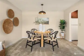 Dining space with updated lighting