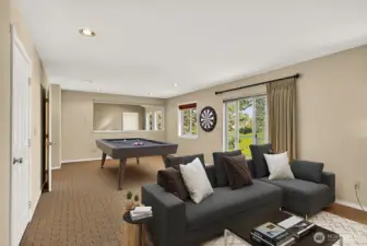 Upstairs rec room is amazing use of space for all kinds of uses.