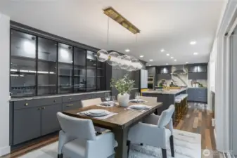 Dining area with view of entire kitchen.